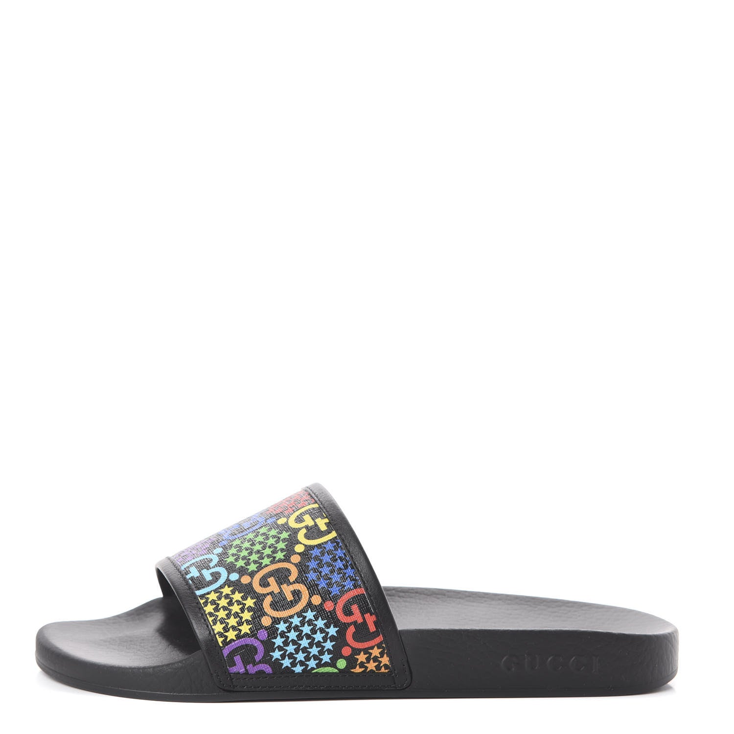 Gucci GG Supreme Monogram Psychedelic Mens Slide Sandals 9 Black Multicolor 1 of 6