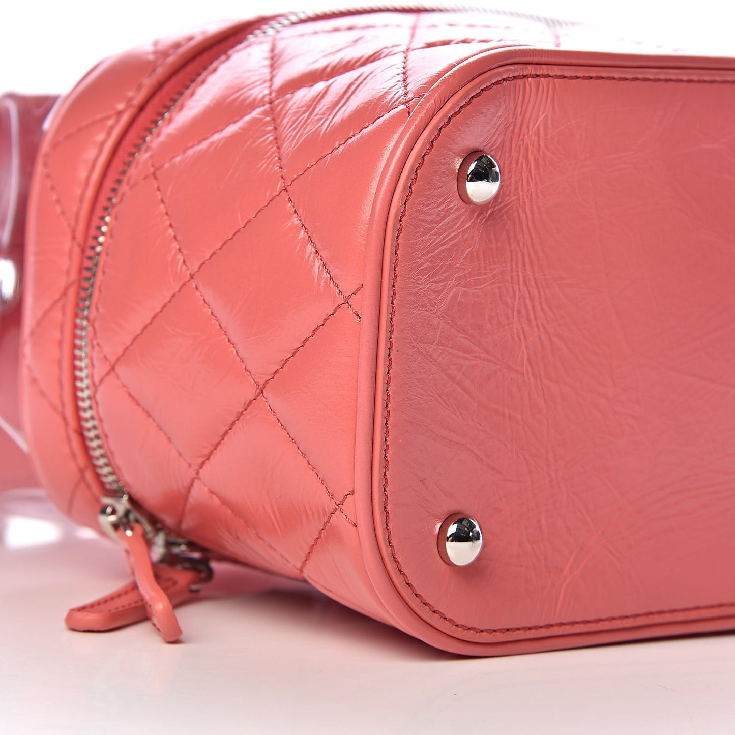 Crumpled Calfskin PVC Quilted Backpack Pink