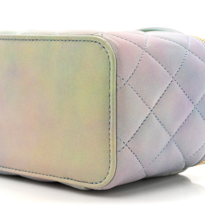 Chanel Lambskin Quilted Ombre Small Top Handle Vanity Case With Chain Blue Green 9 of 11