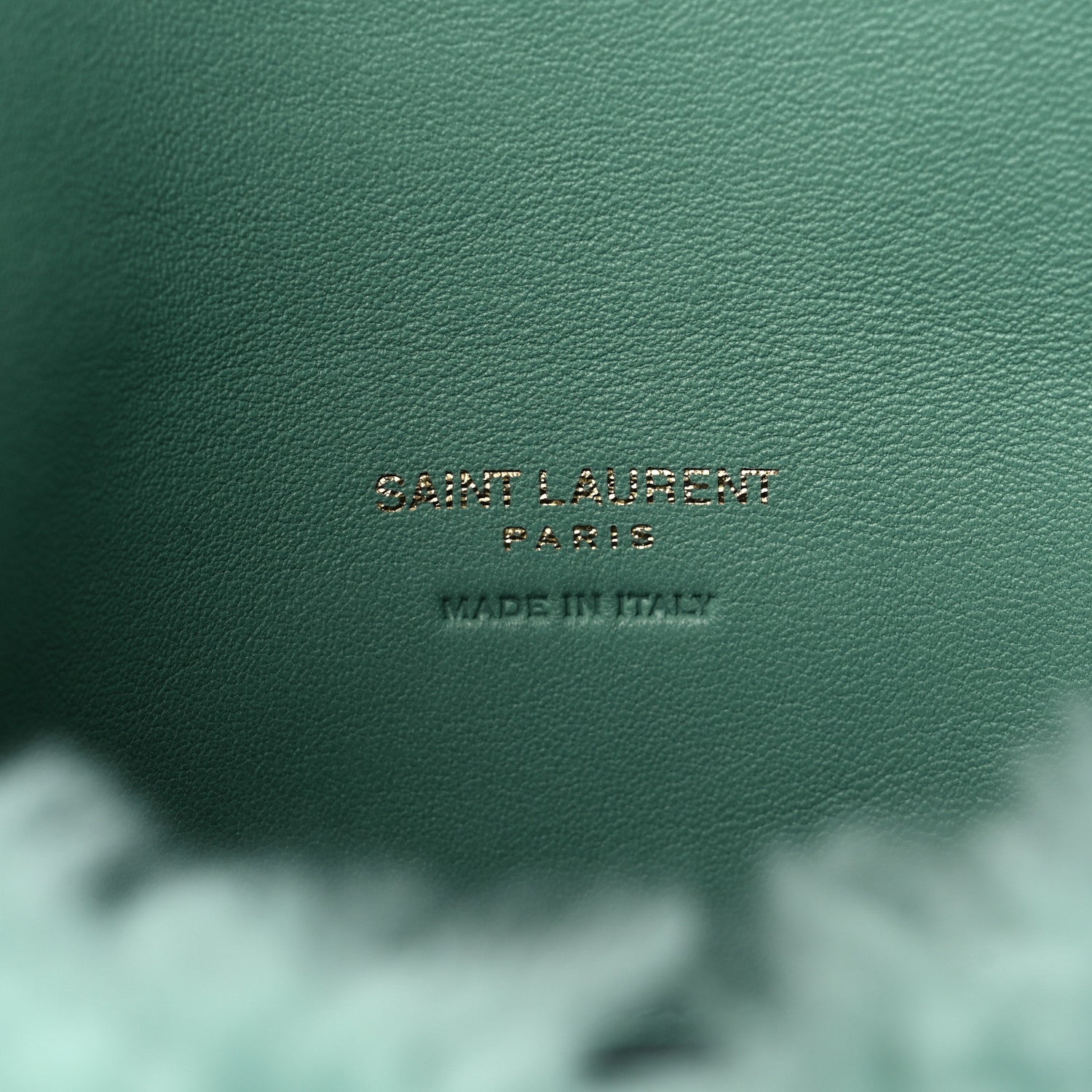 Saint Laurent Shearling Quilted Monogram Loulou Puffer Pouch Clutch Iced Mint 7 of 10