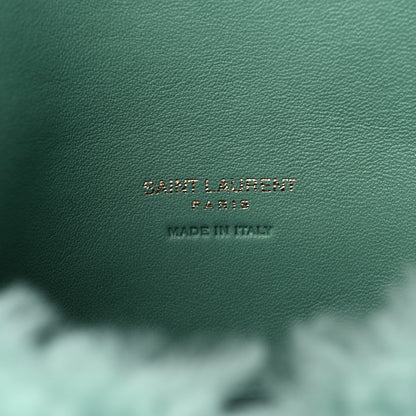 Saint Laurent Shearling Quilted Monogram Loulou Puffer Pouch Clutch Iced Mint 7 of 10