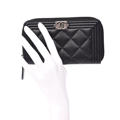 Chanel Caviar Quilted Small Boy Zip Around Wallet Black 2 of 10