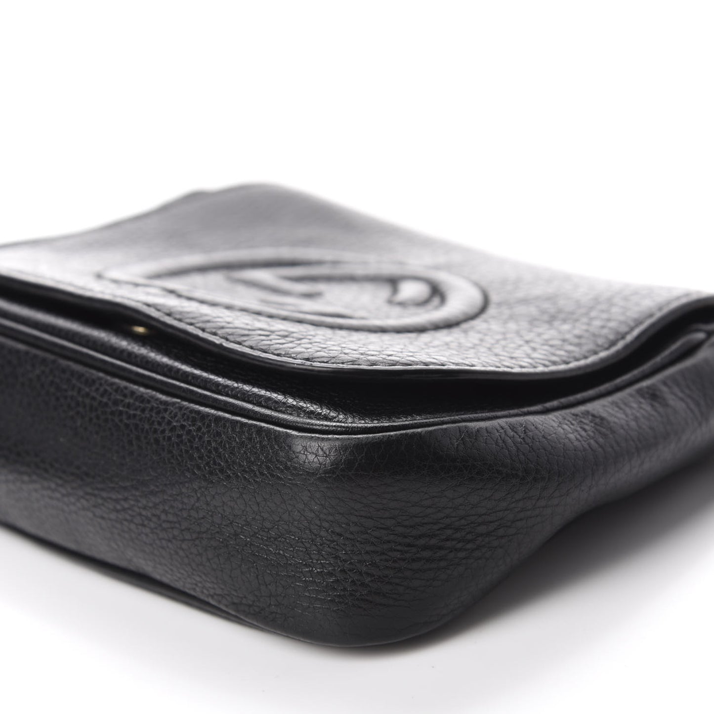 Pebbled Calfskin Small Soho Flap Crossbody Black
