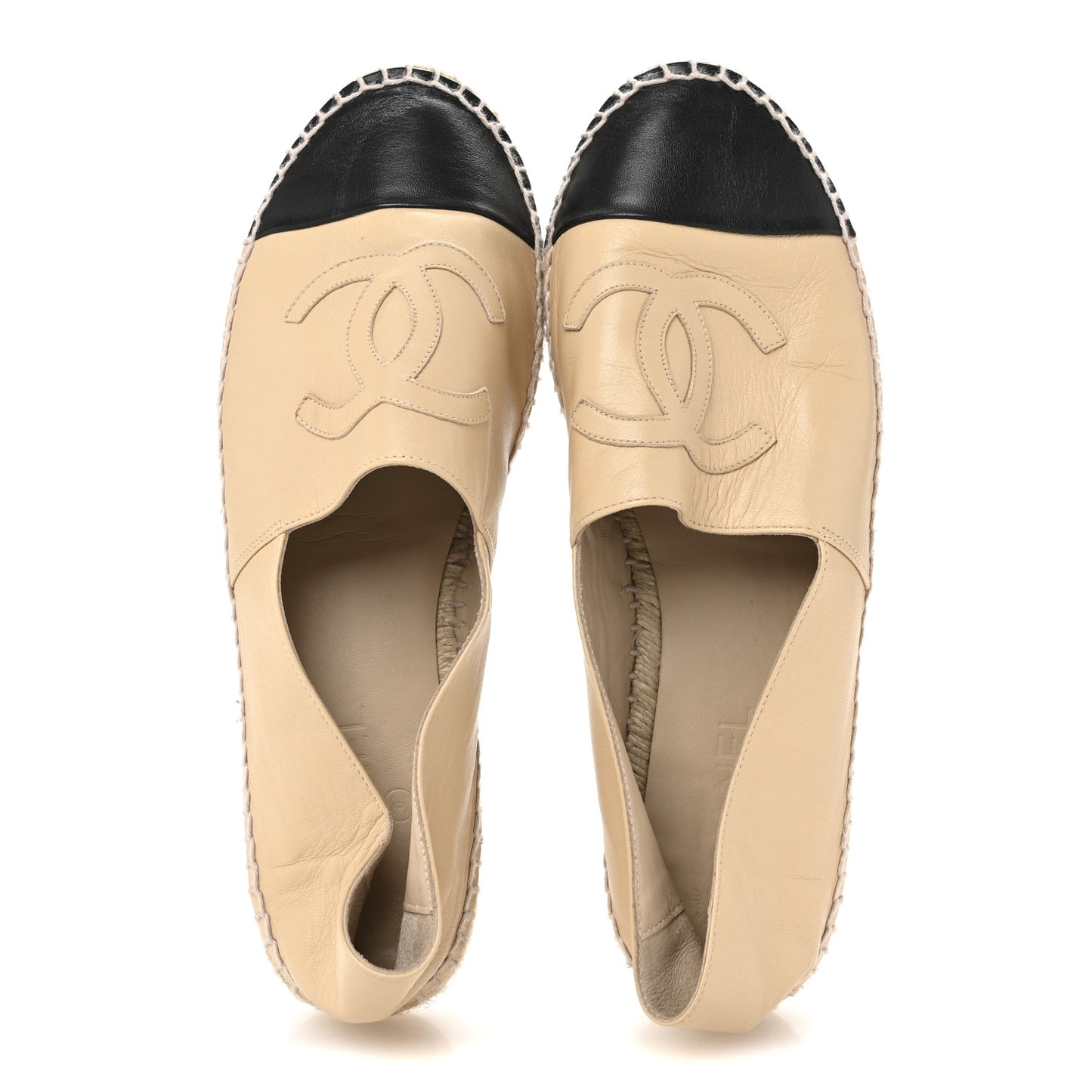 Lambskin CC Espadrilles 41 Beige Black