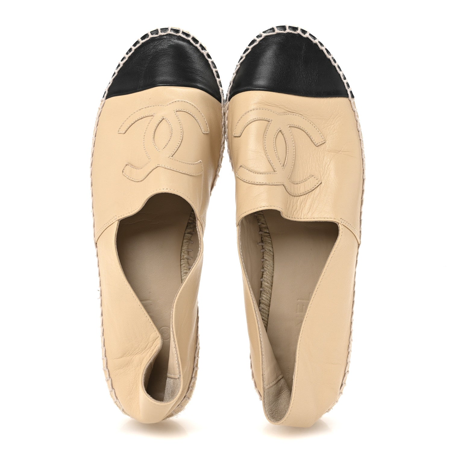 Chanel Lambskin CC Espadrilles 41 Beige Black 2 of 12