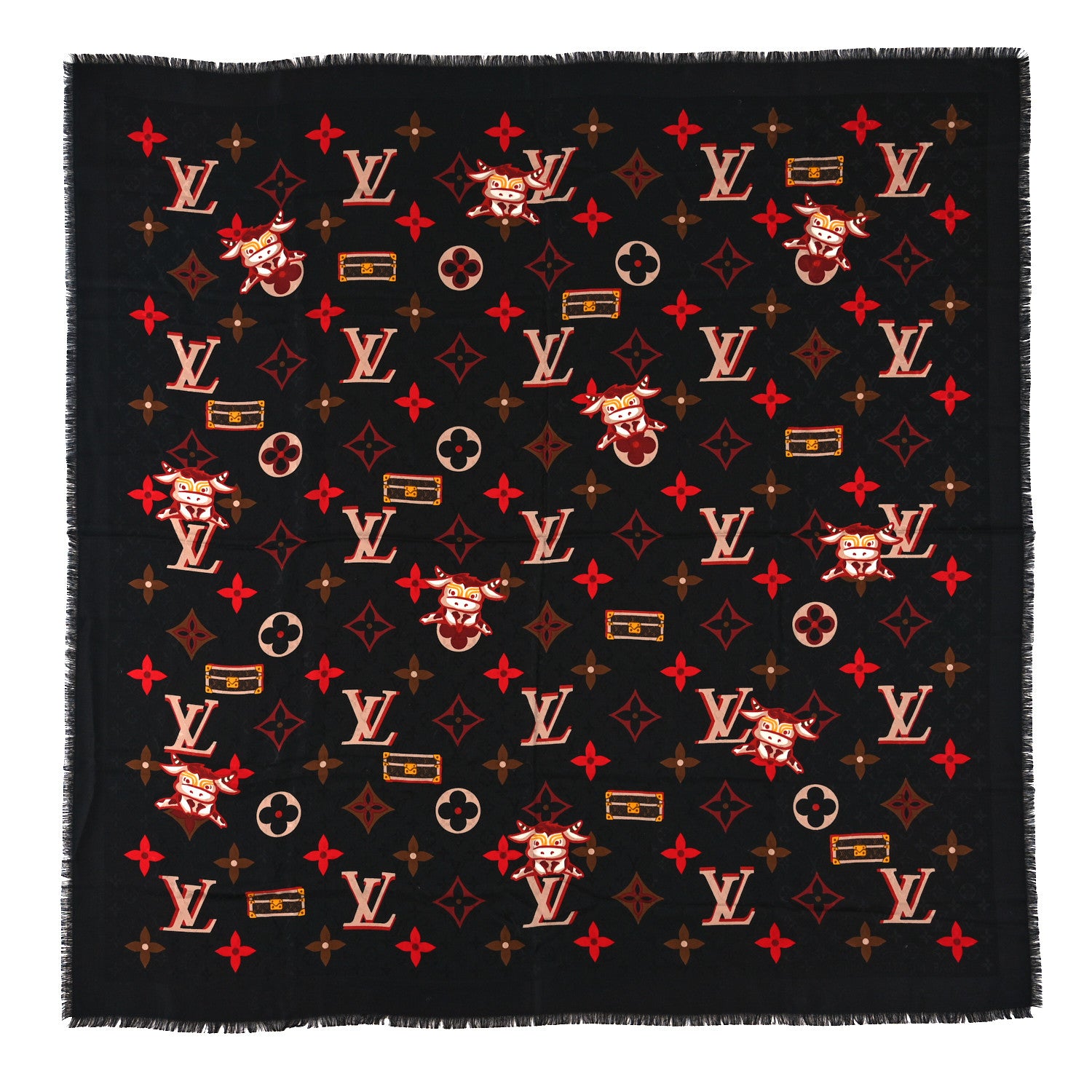 Louis Vuitton Silk Monogram Year Of The Ox Square 90 Scarf 1 of 3