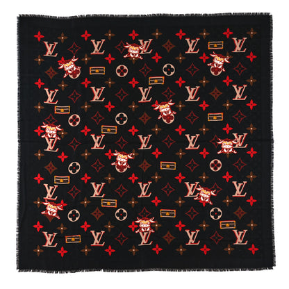Louis Vuitton Silk Monogram Year Of The Ox Square 90 Scarf 1 of 3