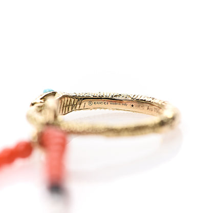 Gucci 18K Yellow Gold Coral Black Onyx Freshwater Pearl Turquoise Ouroboros Pendant Necklace 4 of 5
