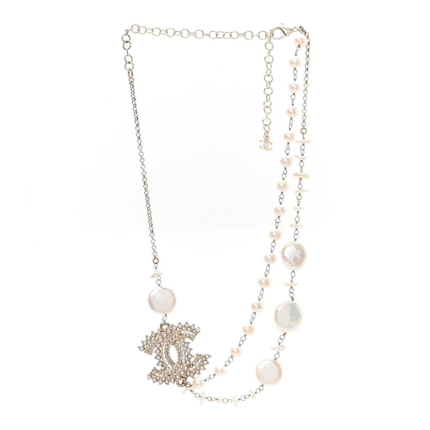 Chanel Pearl CC Double Strand Choker Necklace Gold Pearly White 3 of 4