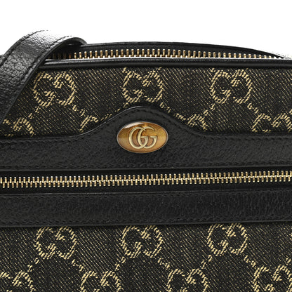 Gucci Jacquard Black Denim GG Monogram Textured Dollar Calfskin Mini Ophidia Shoulder Bag Black Ivory 8 of 10