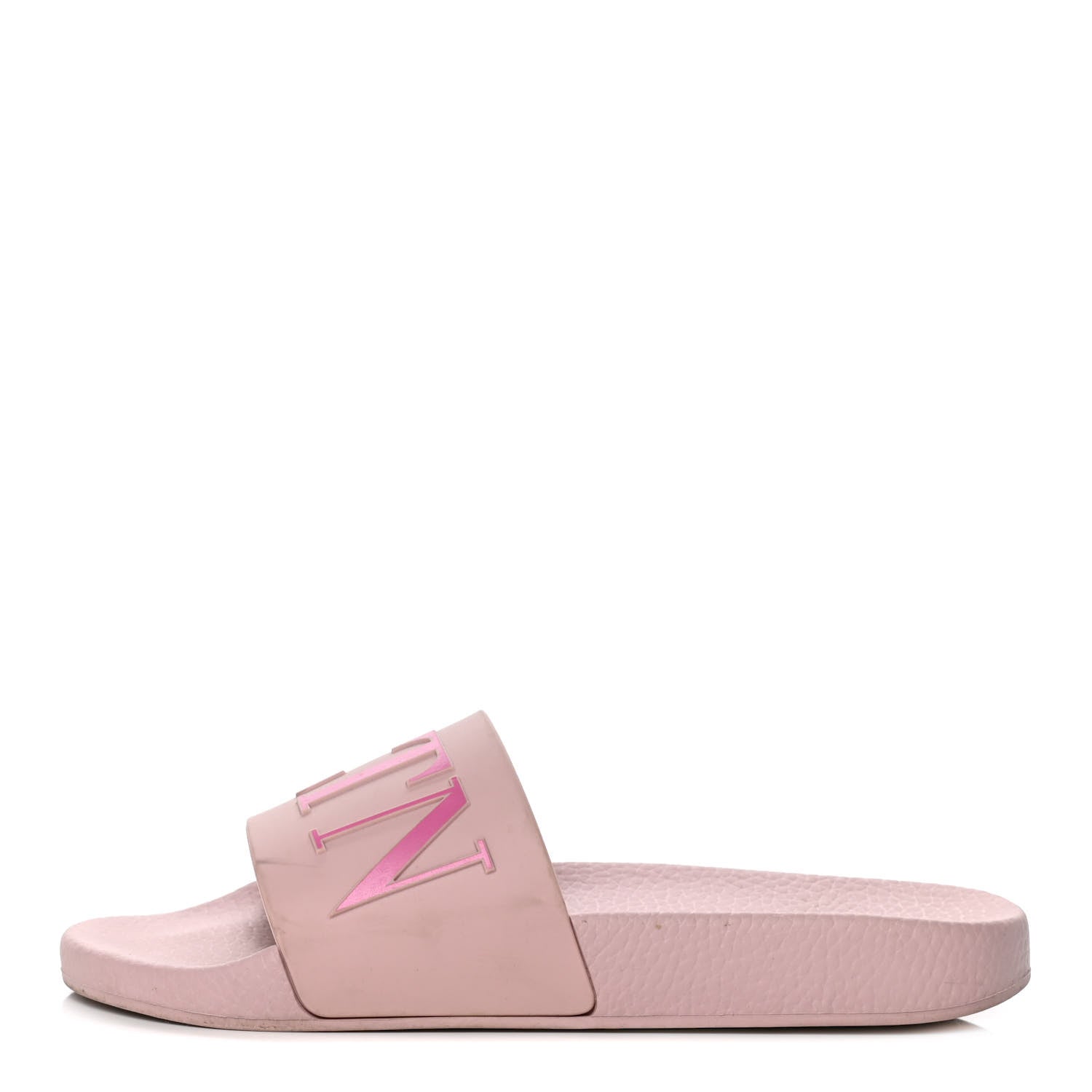 Valentino Garavani Rubber VLTN Pool Slide Sandals 37 Water Rose Disco Pink 1 of 16