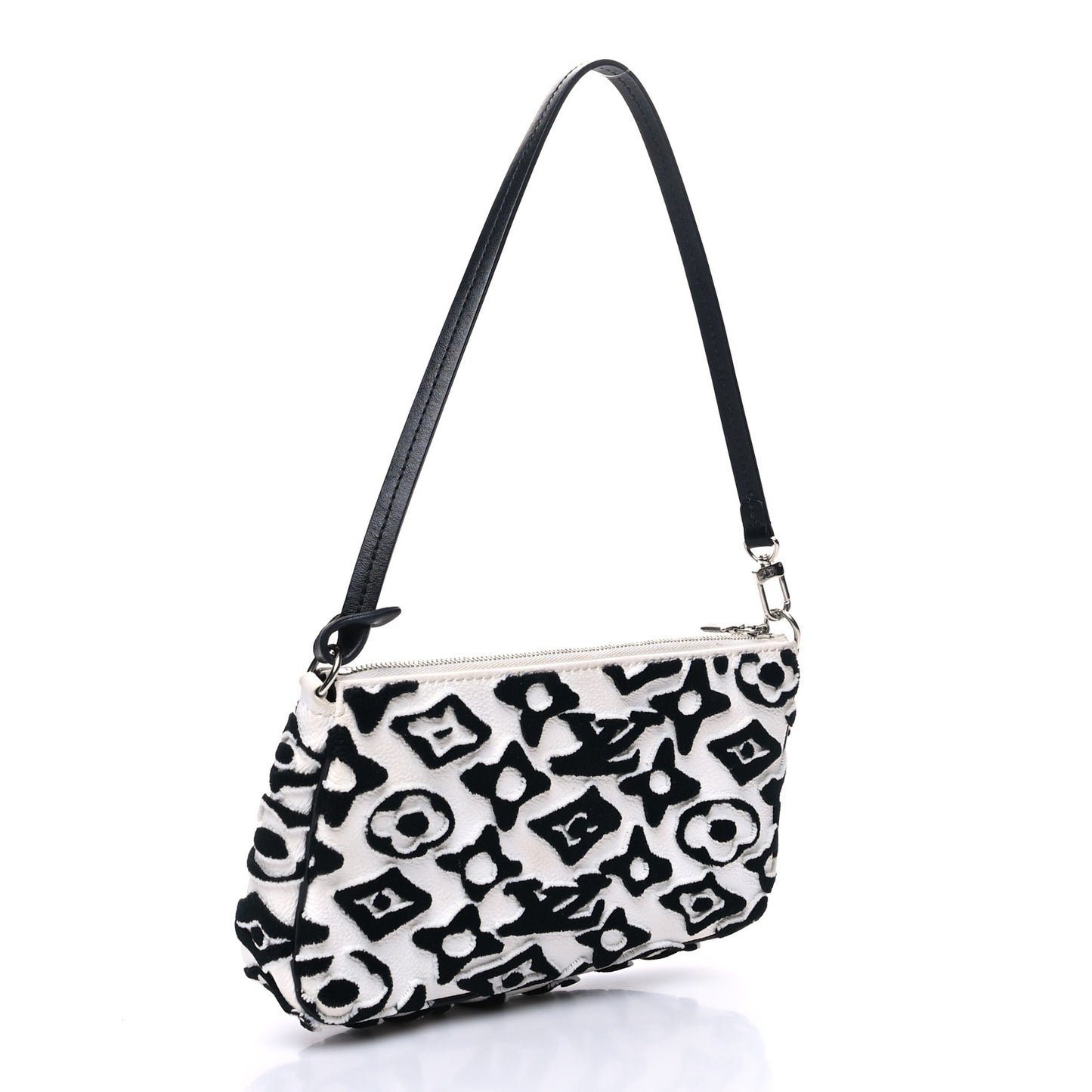 X UF Tufted Monogram Pochette Accessories White Black