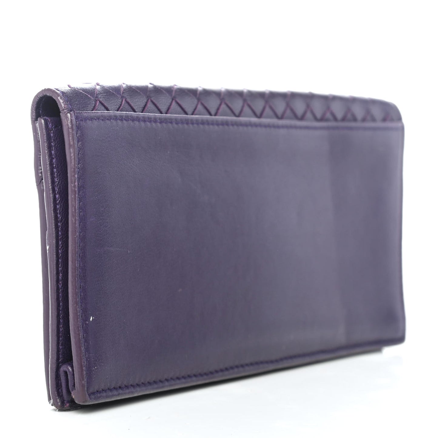 Nappa Intrecciato Long Bi-Fold Wallet Purple