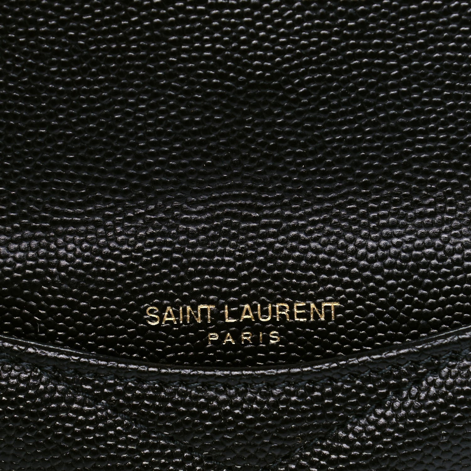 Saint Laurent Grain De Poudre Matelasse Chevron Monogram Compact Wallet Black 4 of 4
