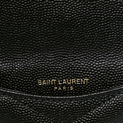 Saint Laurent Grain De Poudre Matelasse Chevron Monogram Compact Wallet Black 4 of 4