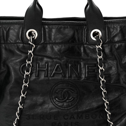 Chanel Glazed Calfskin Medium Deauville Tote Black 8 of 10