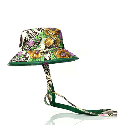 Gucci X THE NORTH FACE Econyl Nylon Floral Reversible Self-Tie Bucket M Hat Green 5 of 8