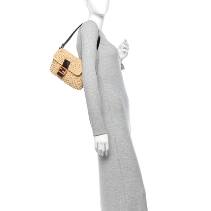 Fendi Woven Straw Baguette Beige Brown 2 of 9