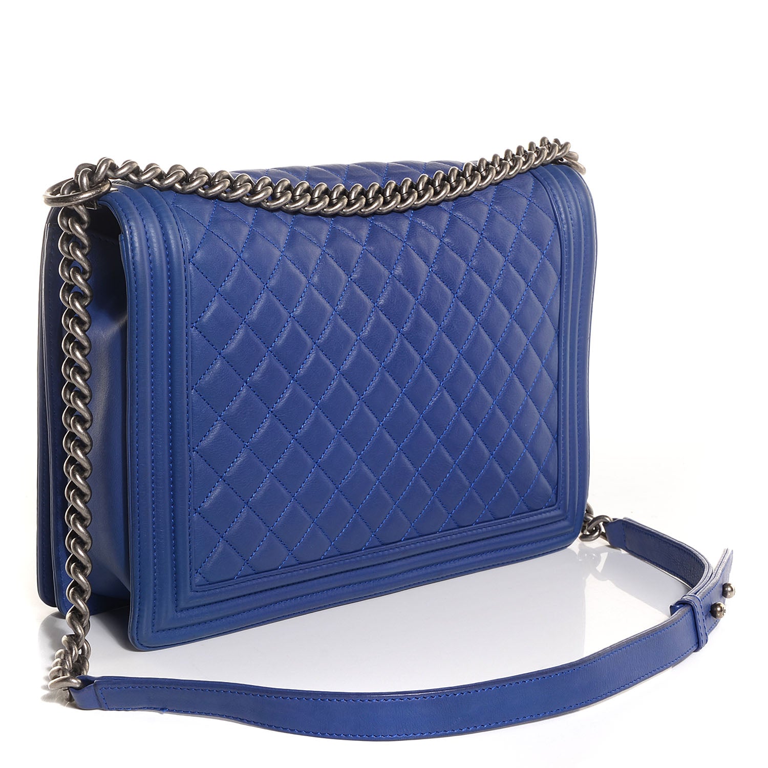 Chanel Lambskin Quilted Large Boy Flap Blue 3 of 9