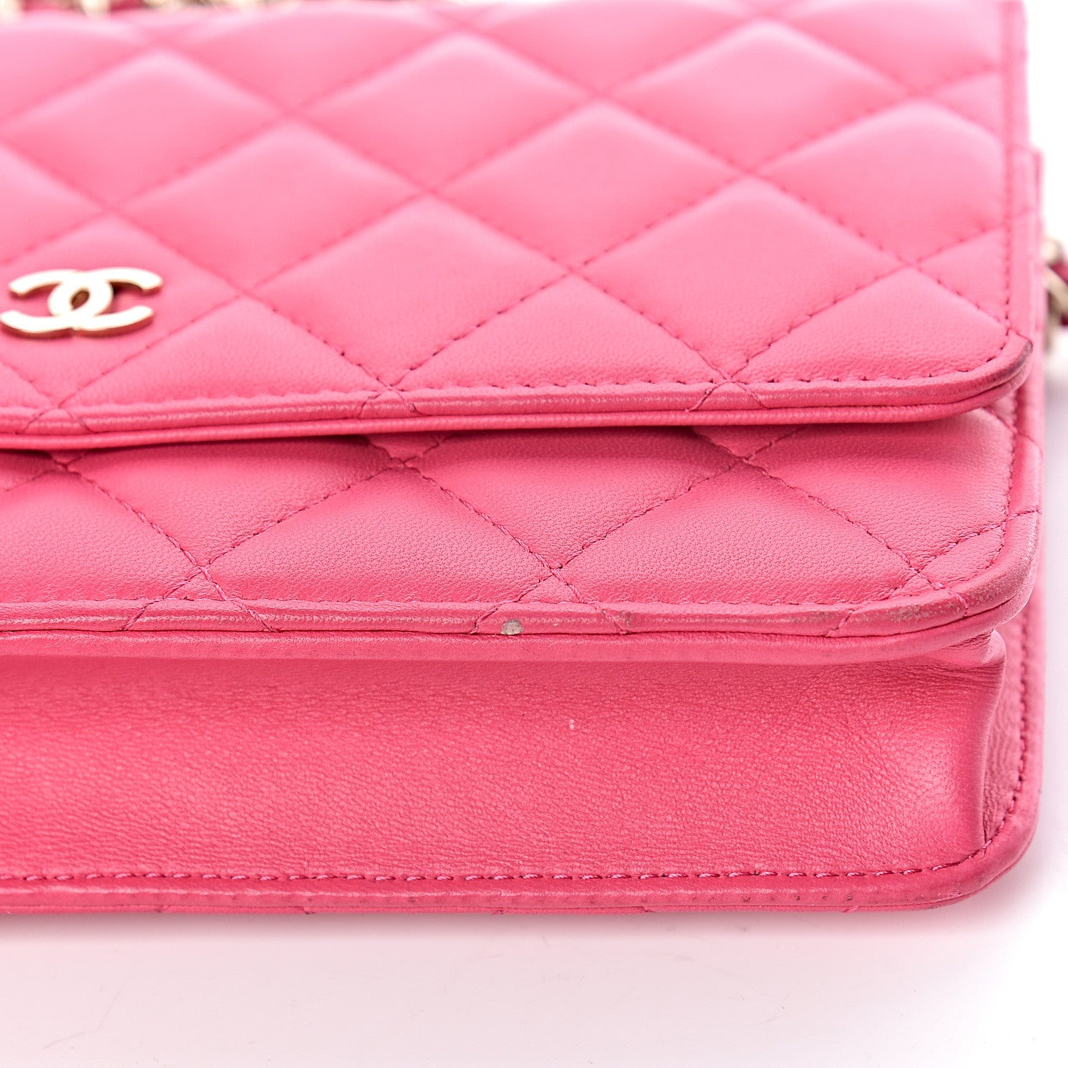 Chanel Lambskin Quilted Wallet On Chain WOC Pink 11 of 16