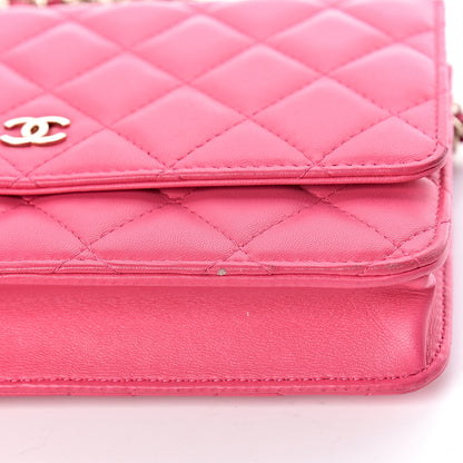 Chanel Lambskin Quilted Wallet On Chain WOC Pink 11 of 16