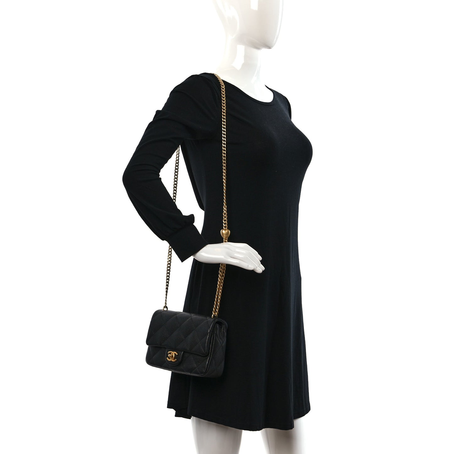 Caviar Quilted Mini Sweetheart Flap Black