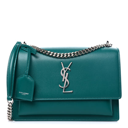 Saint Laurent Calfskin Medium Monogram Sunset Malachite 1 of 8