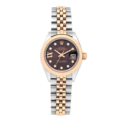 Rolex Stainless Steel 18K Everose Gold Diamond 28mm Oyster Perpetual Datejust Watch Chocolate 279171 1 of 5
