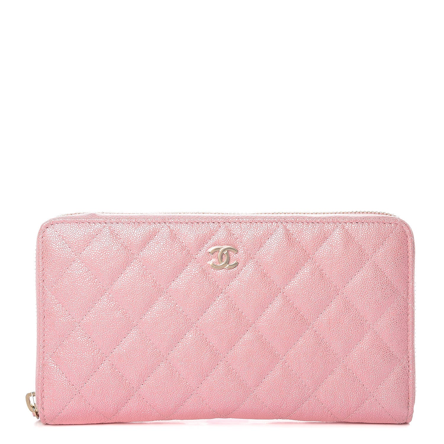 Chanel Iridescent Caviar Quilted Large Zip Around Organizer Wallet Pink 1 of 10