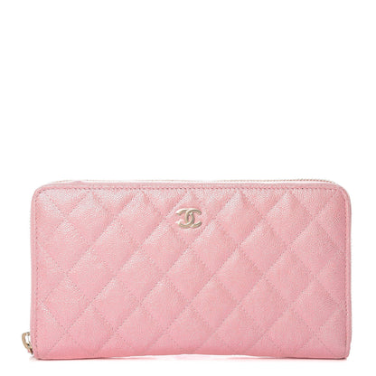 Chanel Iridescent Caviar Quilted Large Zip Around Organizer Wallet Pink 1 of 10