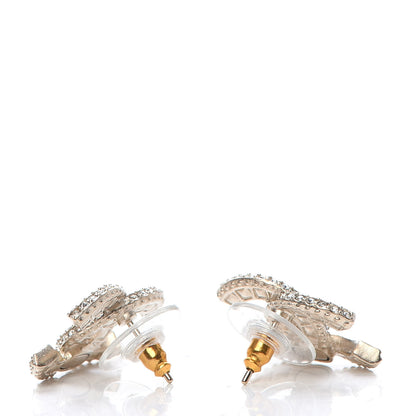 Chanel Crystal Timeless CC Earrings Light Gold 3 of 5