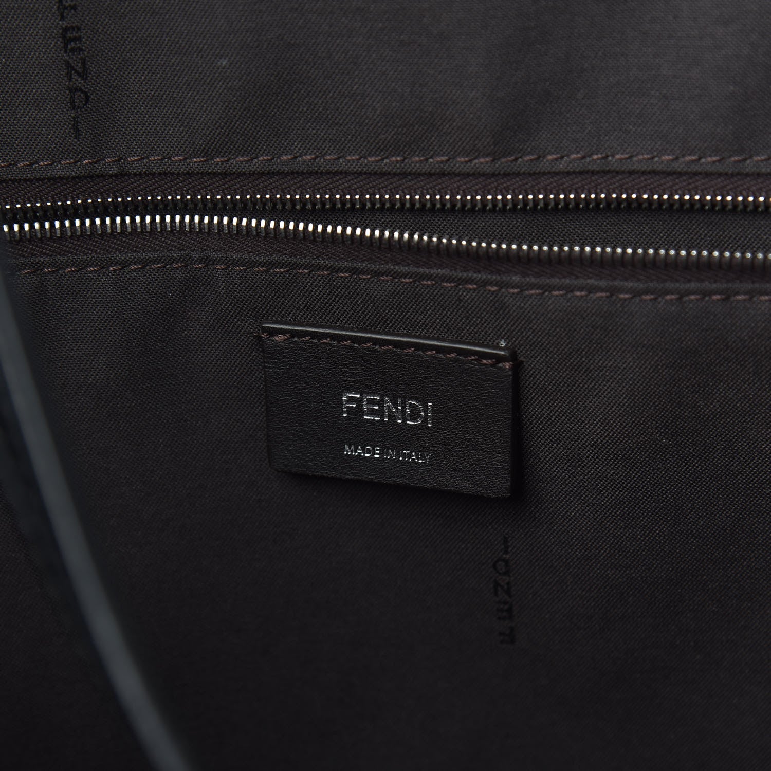 Fendi Glazed Fabric Vitello Century FF 1974 Stamp Patch Shopping Tote Mogano Panna Black 6 of 9