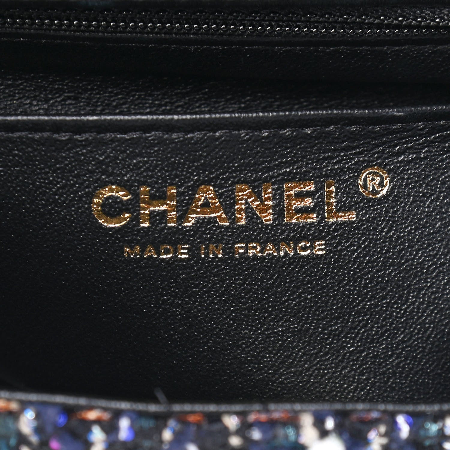 Chanel Glittered Tweed Quilted Mini Rectangular Flap Navy Blue Mulitcolor 6 of 9