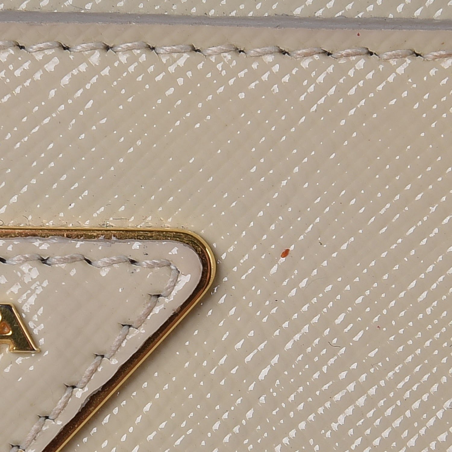 Prada Saffiano Vernice Studded Clutch Talco 10 of 19