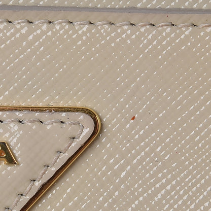 Prada Saffiano Vernice Studded Clutch Talco 10 of 19