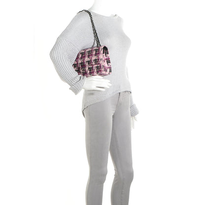 Chanel Tweed Medium Double Flap Pink Black 2 of 10