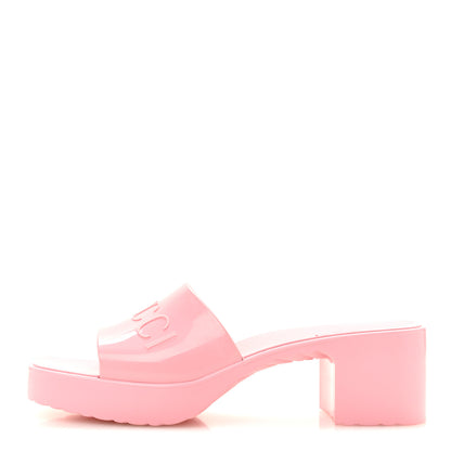Gucci Rubber Gucci Logo Womens Platform 20/60mm Slide Sandals 37 Wild Rose 1 of 10