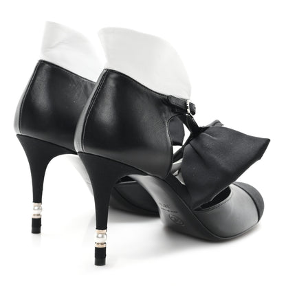 Chanel Lambskin Grosgrain Cap Toe Camellia Mary Jane Platform Pumps 38.5 Black 5 of 9