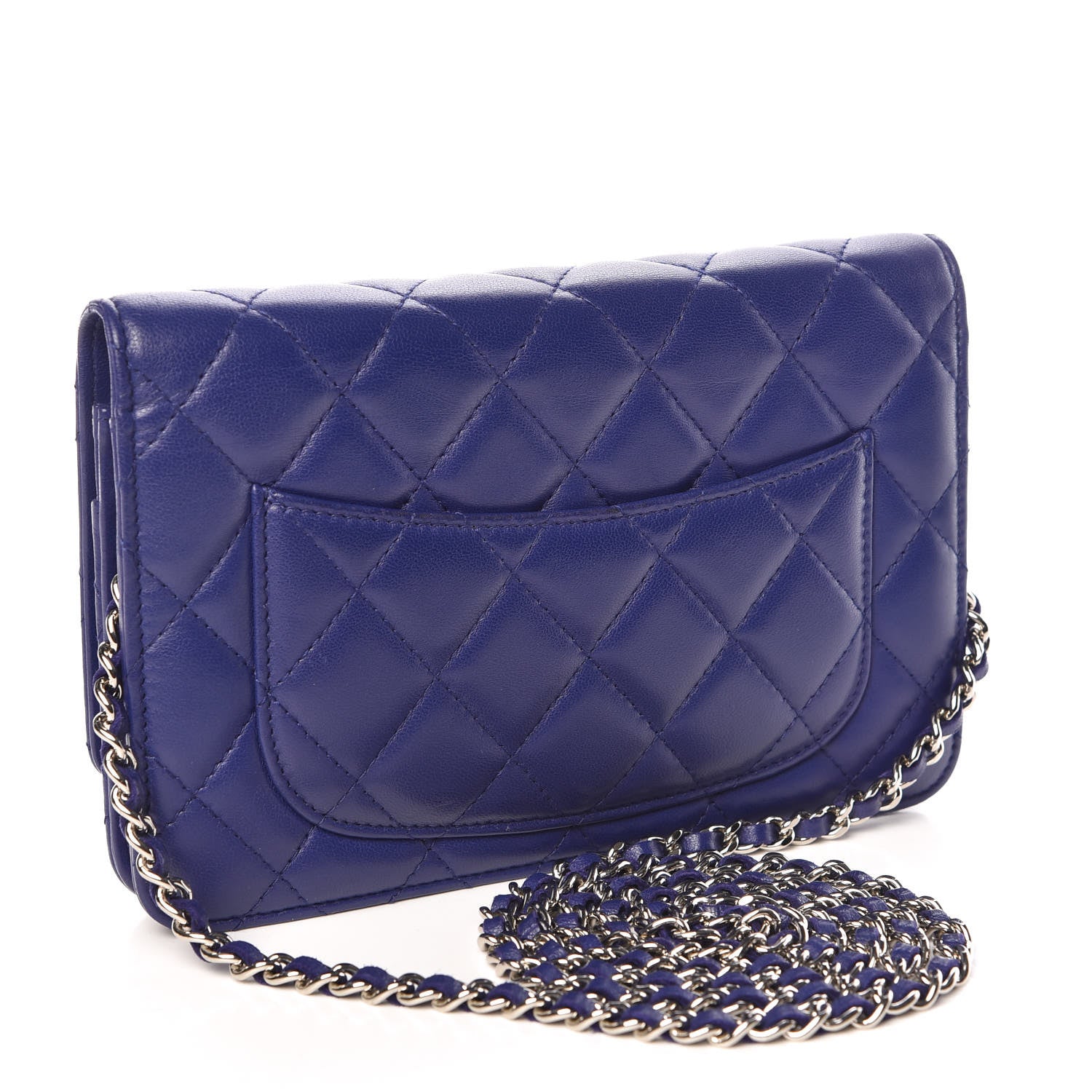 Chanel Lambskin Quilted Wallet On Chain WOC Dark Blue 3 of 11