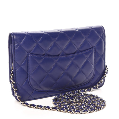 Chanel Lambskin Quilted Wallet On Chain WOC Dark Blue 3 of 11
