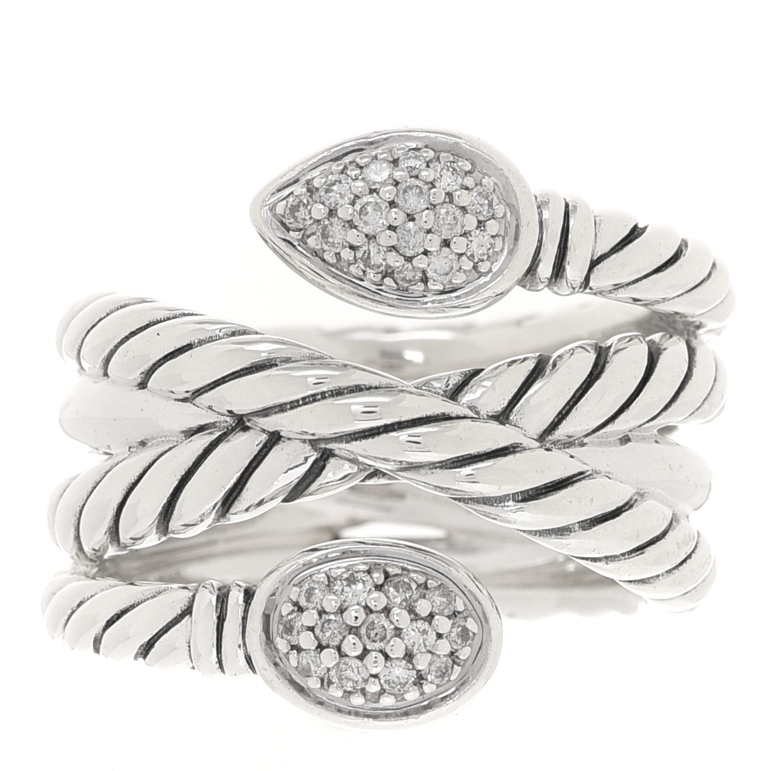 David Yurman Sterling Silver Diamond Renaissance Ring 54 7 1 of 4