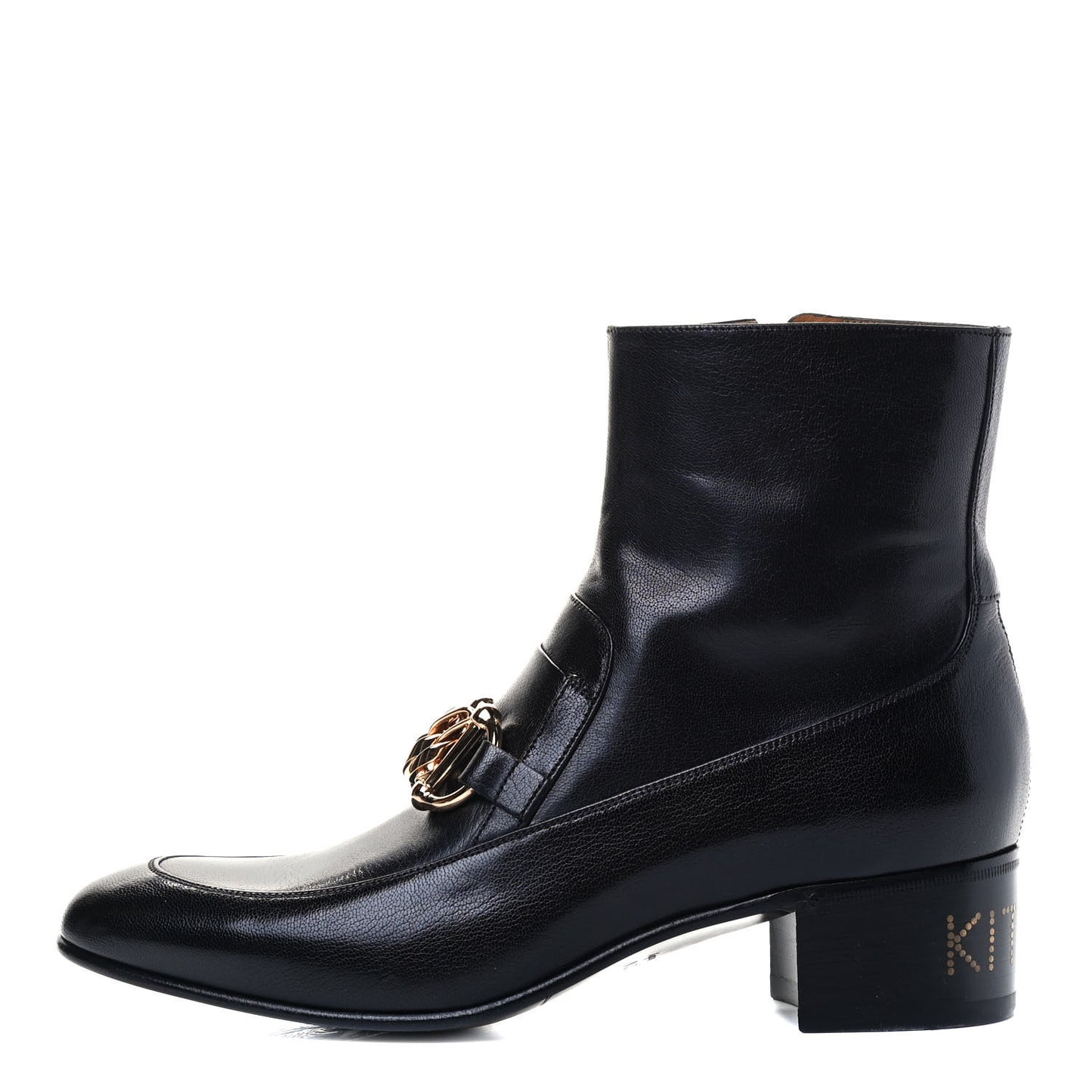 Goatskin Mens Kitten Chain Horsebit Ankle Boots 7.5 Black