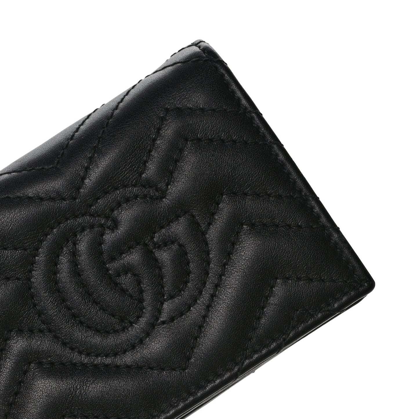 Calfskin Matelasse GG Marmont Card Case Wallet Black