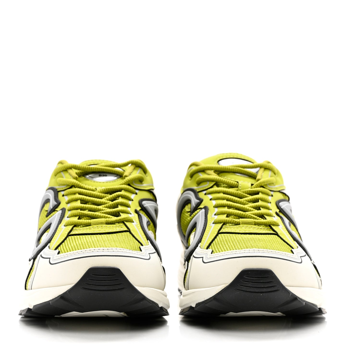 Technical Mesh Calfskin Mens B30 Sneakers 42 Green Grey