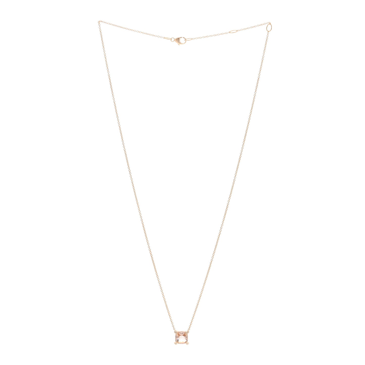18K Rose Gold Diamond Morganite 7mm Petite Chatelaine Pendant Necklace