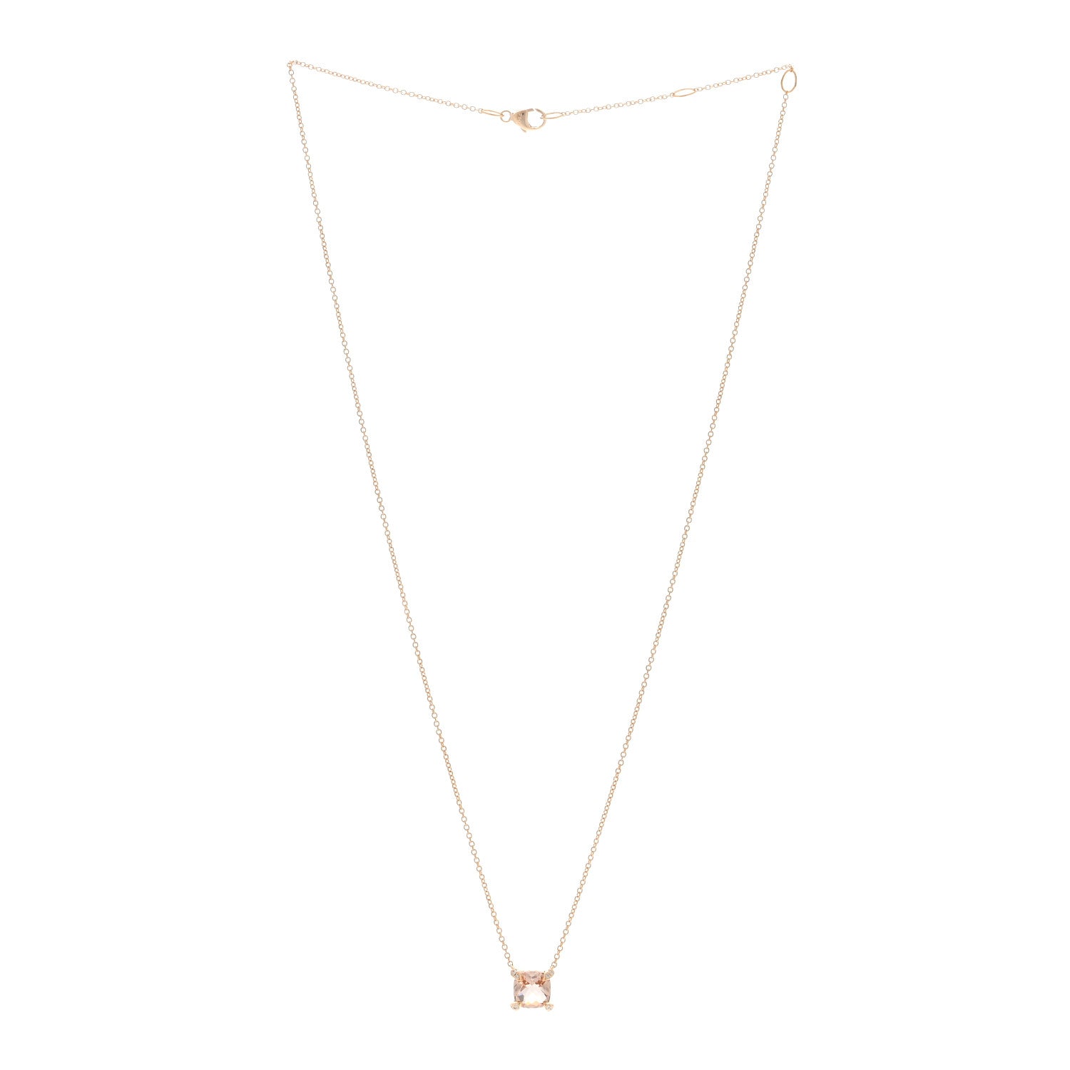 David Yurman 18K Rose Gold Diamond Morganite 7mm Petite Chatelaine Pendant Necklace 2 of 4
