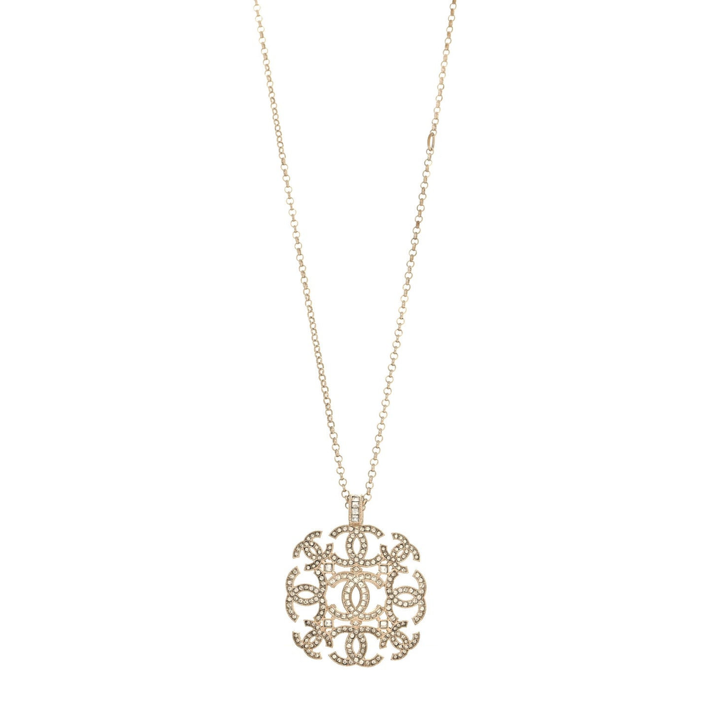 Crystal CC Pendant Necklace Gold