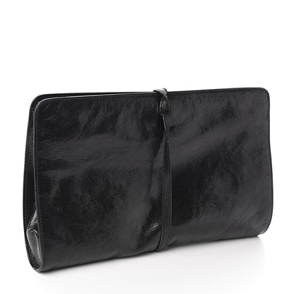 Saint Laurent Textured Patent Fold-Over Clutch Black 2 of 6