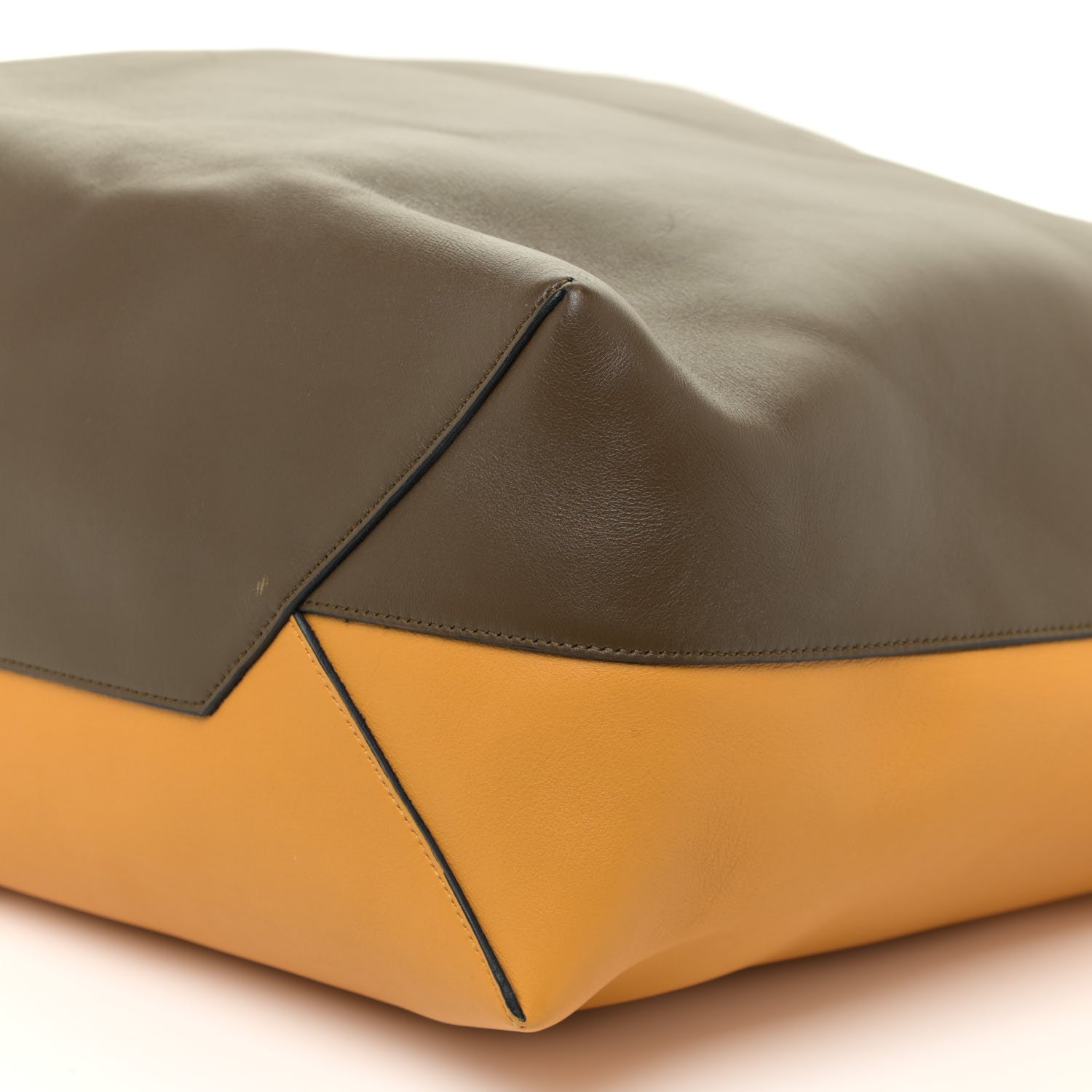 Celine Shiny Smooth Calfskin Twisted Cabas Yellow Khaki 7 of 19