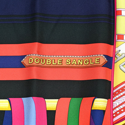 Hermes Silk Double Sangle Scarf 90 Marine Jaune Vif Multicolor 3 of 5